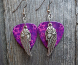 CLEARANCE Wings and Roses Guitar Pick Earrings - Pick Your Color