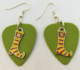 CLEARANCE Yellow and Orange Striped Witch Boots Guitar Pick Earrings - Pick Your Color