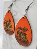 House Plant Wood Burned and Painted Wooden Earrings