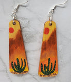 Desert Scene Painted Wooden Earrings