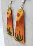 Desert Scene Painted Wooden Earrings
