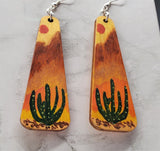 Desert Scene Painted Wooden Earrings
