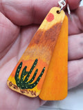 Desert Scene Painted Wooden Earrings