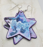 Star Galaxy Painted Wooden Earrings