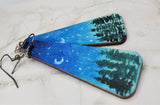 Night Sky Scene Painted Wooden Earrings