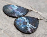 Celestial Theme Hand Painted Teardrop Wooden Earrings