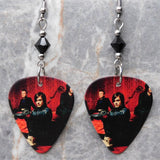 30 Seconds to Mars From Yesterday Guitar Pick Earrings with Black Swarovski Crystals