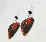 30 Seconds to Mars From Yesterday Guitar Pick Earrings with Black Swarovski Crystals