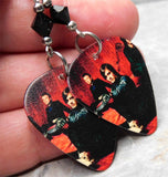 30 Seconds to Mars From Yesterday Guitar Pick Earrings with Black Swarovski Crystals