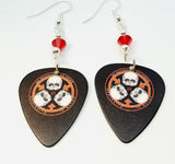 30 Seconds to Mars A Beautiful Lie Black Guitar Pick Earrings with Red Swarovski Crystals