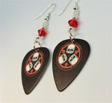 30 Seconds to Mars A Beautiful Lie Black Guitar Pick Earrings with Red Swarovski Crystals