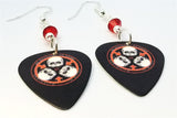 30 Seconds to Mars A Beautiful Lie Black Guitar Pick Earrings with Red Swarovski Crystals