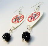 30 Seconds to Mars A Beautiful Lie Guitar Pick Earrings with Black Pave Bead Dangles