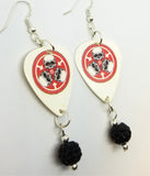 30 Seconds to Mars A Beautiful Lie Guitar Pick Earrings with Black Pave Bead Dangles