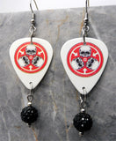 30 Seconds to Mars A Beautiful Lie Guitar Pick Earrings with Black Pave Bead Dangles