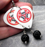 30 Seconds to Mars A Beautiful Lie Guitar Pick Earrings with Black Pave Bead Dangles