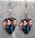 30 Seconds to Mars Group Photo Guitar Pick Earrings with Clear Swarovski Crystals