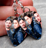 30 Seconds to Mars Group Photo Guitar Pick Earrings with Clear Swarovski Crystals