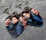 30 Seconds to Mars Group Photo Guitar Pick Earrings with Clear Swarovski Crystals