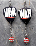 30 Seconds to Mars This is War Guitar Pick Earrings with Red and White Striped Pave Dangles