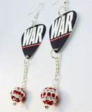 30 Seconds to Mars This is War Guitar Pick Earrings with Red and White Striped Pave Dangles