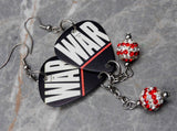 30 Seconds to Mars This is War Guitar Pick Earrings with Red and White Striped Pave Dangles