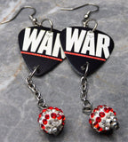 30 Seconds to Mars This is War Guitar Pick Earrings with Red and White Striped Pave Dangles