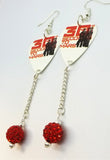 30 Seconds to Mars Guitar Pick Earrings with Red Pave Dangles