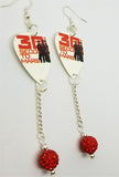 30 Seconds to Mars Guitar Pick Earrings with Red Pave Dangles