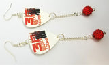 30 Seconds to Mars Guitar Pick Earrings with Red Pave Dangles