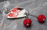 30 Seconds to Mars Guitar Pick Earrings with Red Pave Bead Dangles