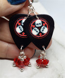 30 Seconds to Mars A Beautiful Lie Guitar Pick Earrings with Red Swarovskis