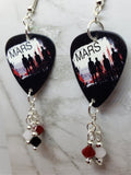 30 Seconds to Mars Guitar Pick Earrings with Swarovski Crystal Dangles