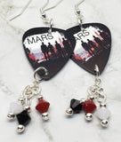 30 Seconds to Mars Guitar Pick Earrings with Swarovski Crystal Dangles