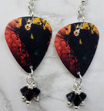 30 Seconds to Mars Jared Leto Guitar Pick Earrings with Black Swarovski Crystals