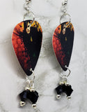 30 Seconds to Mars Jared Leto Guitar Pick Earrings with Black Swarovski Crystals