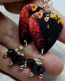 30 Seconds to Mars Jared Leto Guitar Pick Earrings with Black Swarovski Crystals