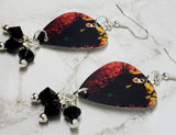 30 Seconds to Mars Jared Leto Guitar Pick Earrings with Black Swarovski Crystals