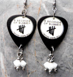 5 Seconds of Summer Derping Since 2011 Guitar Pick Earrings with White Swarovski Crystal Dangles