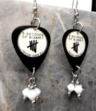 5 Seconds of Summer Derping Since 2011 Guitar Pick Earrings with White Swarovski Crystal Dangles