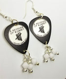 5 Seconds of Summer Derping Since 2011 Guitar Pick Earrings with White Swarovski Crystal Dangles