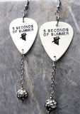 5 Seconds of Summer Guitar Pick Earrings with Black Ombre Pave Bead Dangles