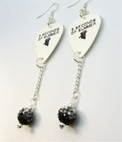 5 Seconds of Summer Guitar Pick Earrings with Black Ombre Pave Bead Dangles