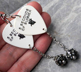 5 Seconds of Summer Guitar Pick Earrings with Black Ombre Pave Bead Dangles