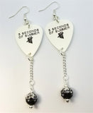 5 Seconds of Summer Guitar Pick Earrings with Black Ombre Pave Bead Dangles