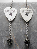 5 Seconds of Summer Guitar Pick Earrings with Black Ombre Pave Bead Dangles