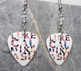 5 Seconds of Summer Names Guitar Pick Earrings with Clear Swarovski Crystals