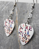 5 Seconds of Summer Names Guitar Pick Earrings with Clear Swarovski Crystals