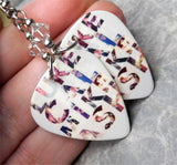 5 Seconds of Summer Names Guitar Pick Earrings with Clear Swarovski Crystals