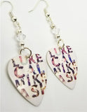 5 Seconds of Summer Names Guitar Pick Earrings with Clear Swarovski Crystals